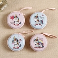 Cute unicorn cartoon coin purse set in pink and blue colors with portable lanyards - Round Unicorn