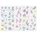 Set di 10 tatuaggi temporanei glitterati a tema sirena con disegni colorati per bambini - Sirena Luccicante Serie B-10 Fogli