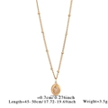 Minimalistische Goldkette mit ovalem braunem Naturstein-Anhänger und Perlenkette - Hellbraunes Oval/K