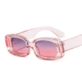Retro rectangular pink transparent sunglasses with purple gradient lenses and 3D textured arms - C9 Pink Frame Grey Pink Lens