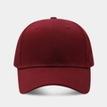 Close-up of wine red baseball cap showing premium twill cotton fabric and stitching details - Adjustable / Burgundy