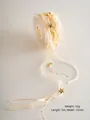 Nastro natalizio con stelle dorate e perline, 5m x 15mm per pacchetti regalo - Nastro di Natale Q (Garza Champagne con Stella Dorata)