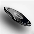 Strakke zwarte metalen telefoonhouder met een minimalistisch wit geometrisch ovaal patroon - Zwart met patroon