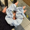 Scrunchie in tessuto a quadretti blu stile coreano con graziosi fiocchi decorativi - 3# Scrunchie a Quadretti