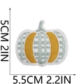 Detailed view of striped pumpkin embroidery patch with 5x5.5cm size measurements - Gray-Green And Ginger Striped Pumpkin