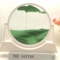 Round green moving sand art with white frame on a decorative book for office desk - 12 Inch White Frame Stand Green