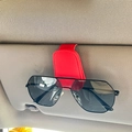 Rode lederen magnetische zonnebrilhouder voor zonneklep met stevige klembevestiging - Rood