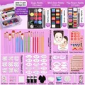 12-color face body paint set in a purple storage box with brushes and stencils - [Advanced 73 Colors Flag Set] + Storage Box + Tools