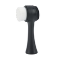 Dual-sided manual facial brush with soft bristles and silicone massager for deep pore cleaning - Black (Brush Only)