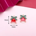 Christmas red bell charms with green bow accents for DIY jewelry making 16x14mm - 22# Bell