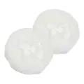 Set of two white plush powder puffs with cute bow details for baby body care - 2 Pcs/Set / 2 x White