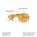 Adjustable gold stainless steel ring with starfish and seashell sea motifs - Starfish Shell Style (YYR025242-G)