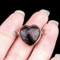15mm heart-shaped natural gemstone connector with gold-plated bezel for DIY jewelry - Fireworks Stone Double Hole (Gold)