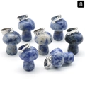 Set of 8 blue and white textured natural stone mushroom pendants with silver bails - Sodalite (1pc)