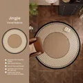 Retro French round rug in Velman velvet with vintage grid pattern and non-slip silicone base - Diameter 80cm / Serene Realm