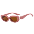 Retro oval sunglasses with pink frames and brown lenses for a trendy street style look - Pink Frame Tea Lens