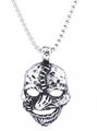 Dettaglio del ciondolo a maschera di teschio crackle stile punk vichingo in argento antico - Ciondolo Maschera Teschio Crepato (E0410-3)