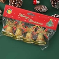 Set di quattro campanelli di Natale dorati su sfondo festivo verde scuro - 4.5cm Oro (Confezione da 4)
