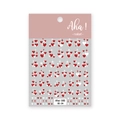 Adhesive nail art stickers featuring red and white hollow heart patterns, model Aha 085 - Multi-Pattern Combo / Burgundy White