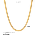 Golden flat snake bone necklace 3mm width with 400mm plus 50mm adjustable extension - 3mm Gold Snake Bone Chain (HF-X2178)