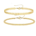 Set di bracciali dorati a strati con catena a spina di pesce e catena a sfere - Set Oro - Catena a Spina di Pesce/Sfere