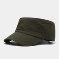 Detailed side view of an olive green cotton cadet cap featuring reinforced brim stitching - Adjustable / Army Green