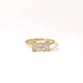 Elegant gold bow ring featuring sparkling triangular zircon stones for women - Gold-White Zirconia