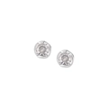 Irregular round S925 sterling silver stud earrings with clear sparkling crystals - Small Style (EF1123) / 925 Silver