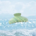 Pinza de pelo de acetato verde claro con diseño de concha y textura de mármol - Aprox. 10,5 cm / Verde-Pastel de Crema
