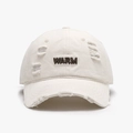 Casquette de baseball blanche avec broderie WARM marron et détails usés vintage - Réglable / Blanc Cassé
