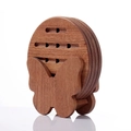 Round walnut wood coaster set with four slotted mats and a butterfly-shaped holder - Ebony Butterfly Shape Type B Mat Set (4 Pcs) With Base