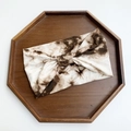 Brown and white tie-dye wide yoga headband with knotted design in wooden tray - Brown White Tie-dye