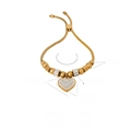 Bracciale a cuore regolabile placcato oro 18 carati con pavé di cristalli e chiusura a scorrimento - Cuore / Oro