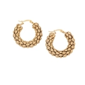 Golden chunky hoop earrings with textured beaded pattern in stainless steel - Gold Beaded Texture Style (7#)
