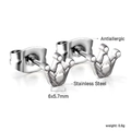 Minimalist stainless steel crown stud earrings with antiallergic polished finish - Crown (EA137701S)