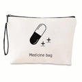 Bolsa de medicinas de lona crema con cremallera negra para organizar primeros auxilios - Bolsa de Medicinas de Primeros Auxilios (Medicine bag) / Con Correa