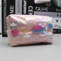 Beauty case rosa glitterato con motivi spaziali e scritte Star Travel su libri - Borsa da trucco rosa