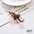 Geometric acrylic brooch with brown triangle and cream circle splice, 8.6cm length - White Coffee Series 11