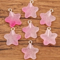 Pendentifs étoiles en résine rose dégradé givré avec anneaux pour bijoux DIY - Étoile Dégradé No.2