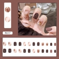 Mocha brown marble nails with gold foil accents and coffee tone gradient finish - R617 Gold Brown Gradient (Glue Type)