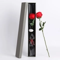 Red soap flower rose gift box with red ribbon and single rose for Valentine's Day - Single Red Rose Bouquet + Gift Box