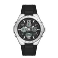 SAMDA dual display sports watch with silver metal case and black rubber strap - 6062 Black Silver Women's