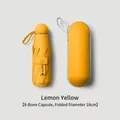 Lemon yellow 8-rib folding sun umbrella UPF50+ with matching capsule storage case - Eyeglass Case / 8 Ribs / Lemon Yellow