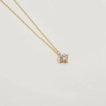 Collier minimaliste plaqué or 14 carats avec pendentif nœud en zircone ronde - Grand Zircon