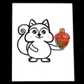 Unakite pinecone crystal sculpture held by a cartoon squirrel on a creative art card - Unakite (1pc)