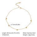 Elegant 18K gold plated stainless steel necklace with five delicate hollow heart pendants - Hollow Heart Necklace (YYN025145)