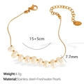 18K gold plated stainless steel bracelet with nine white freshwater pearls and beads - Gold Freshwater Pearl (SL83)