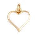 Golden heart pendant with white enamel filling for DIY handmade jewelry crafts - M182931 White Heart
