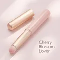 Portable pink silicone lip brush with champagne gold metal cap for lipstick smudge - Cherry Blossom Pink With Cover