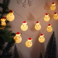 Festive warm LED string lights with cute snowman heads and red hats for Christmas decor. - 1.5m 10LED Battery / Snowman with Hat